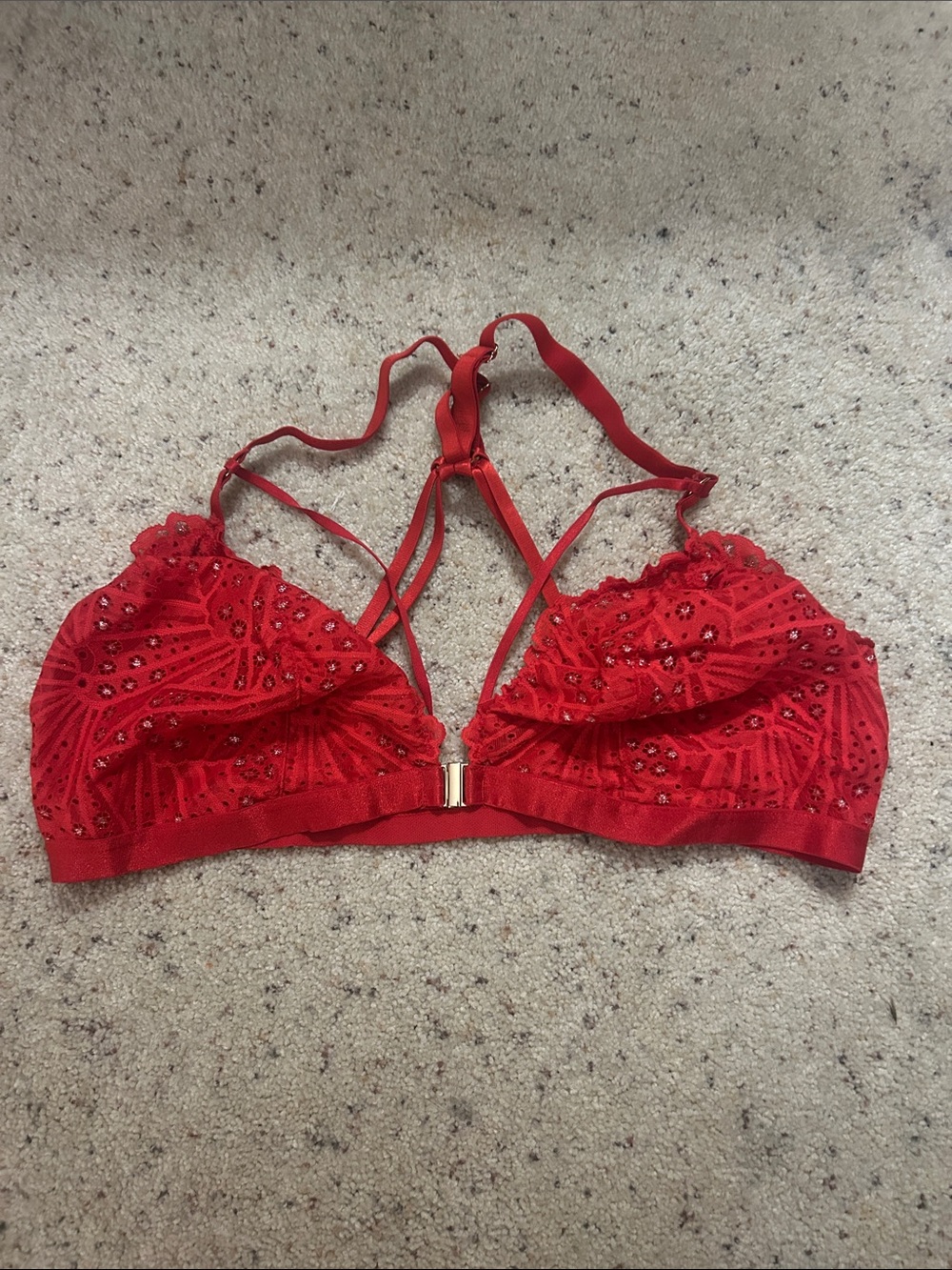 Auden Red Lace Bralette with Beaded Detail & Front Clasp